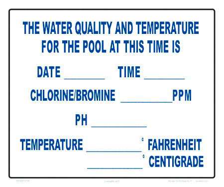 Poolweb.com, Beschreibbares Schild mit Angaben zur Wasserqualität und -temperatur im Pool, 30,5 x 25,4 cm, aus Styrolkunststoff